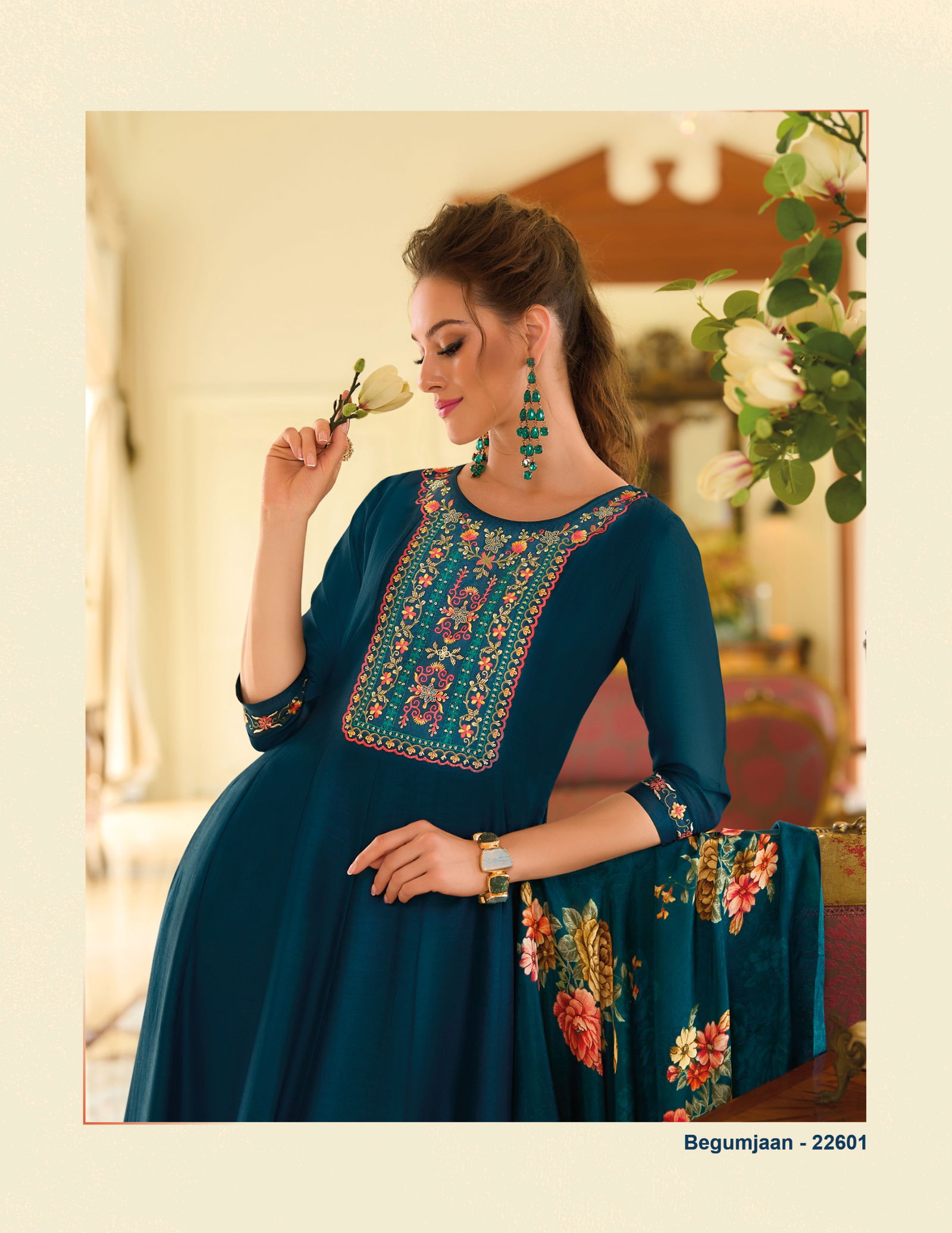 Begum Jaan By Lily And Lali Vichitra Silk Anarkali Kurti With Bottom Dupatta Wholesale Online